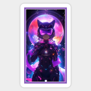 Anime Cute Cat Girl | Sci-Fi Manga Girl Anime Art Sticker